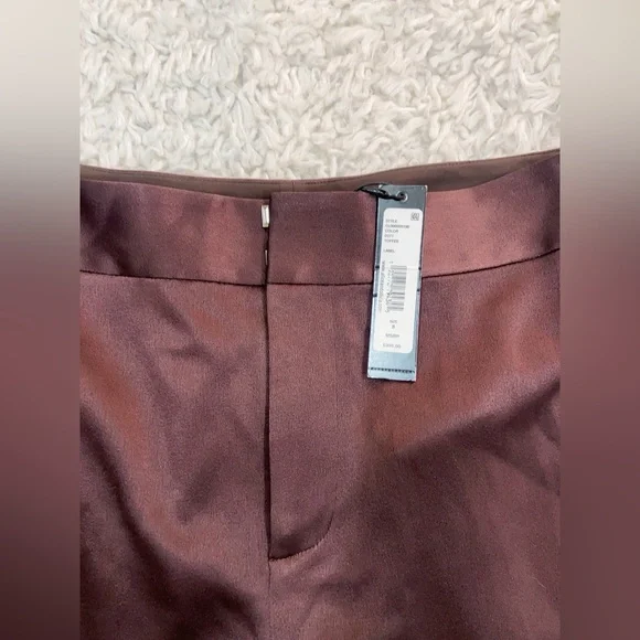 NWT $395 Alice Olivia Jc Wide-leg Side-slit Satin Pants